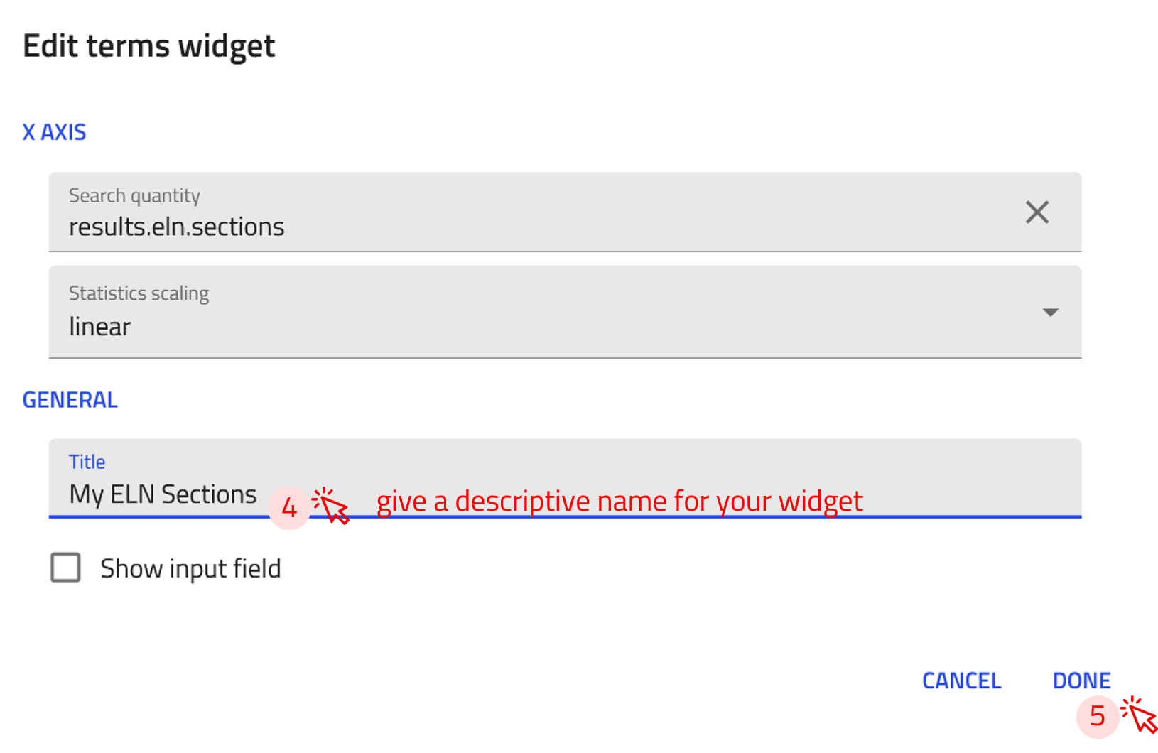Screenshot of finalizing the custom widget